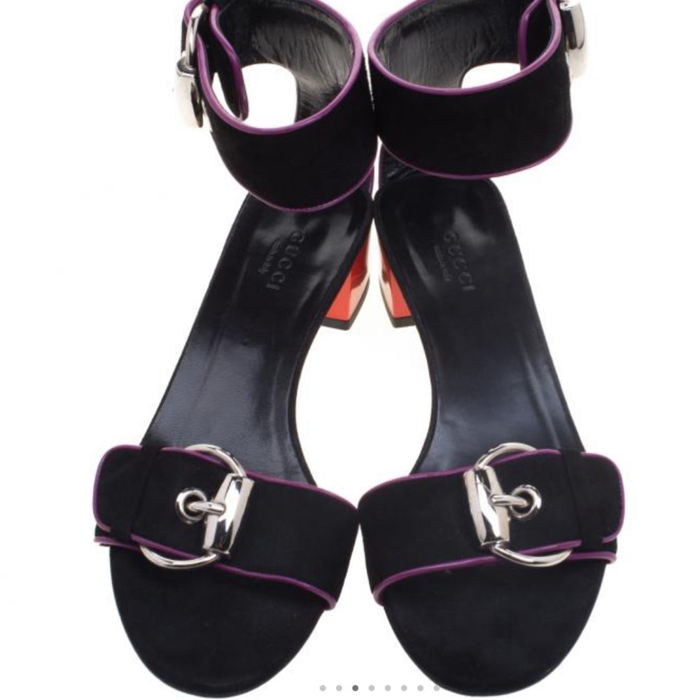 GUCCI Black Suede Ankle Strap Sandal, EU 37.5/US 7